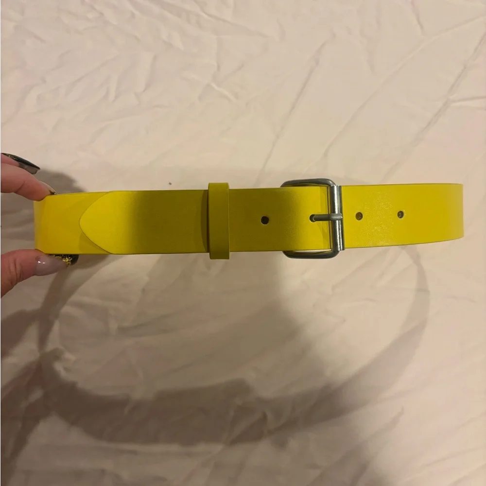 Bright Yellow Belt with Silver Buckle